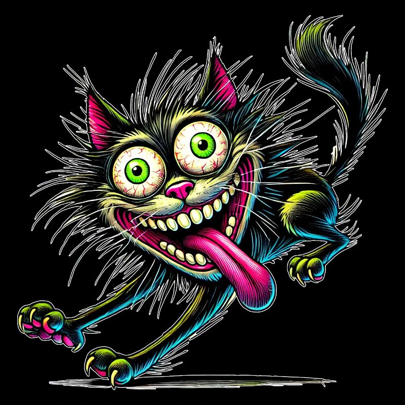 Crazy Katze Comic Stil lustiges Tier Motiv