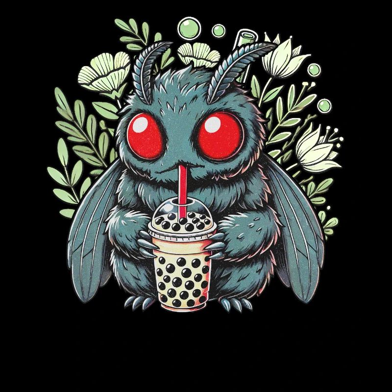 Funny Mothman with Bubble Tea