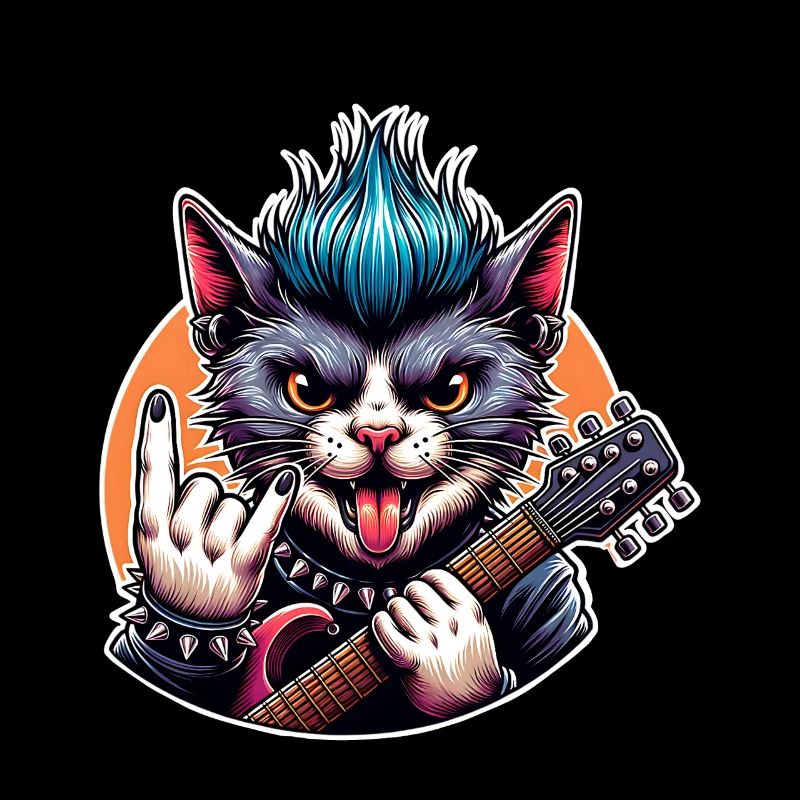 Katze Rock and Roll Gitarrist