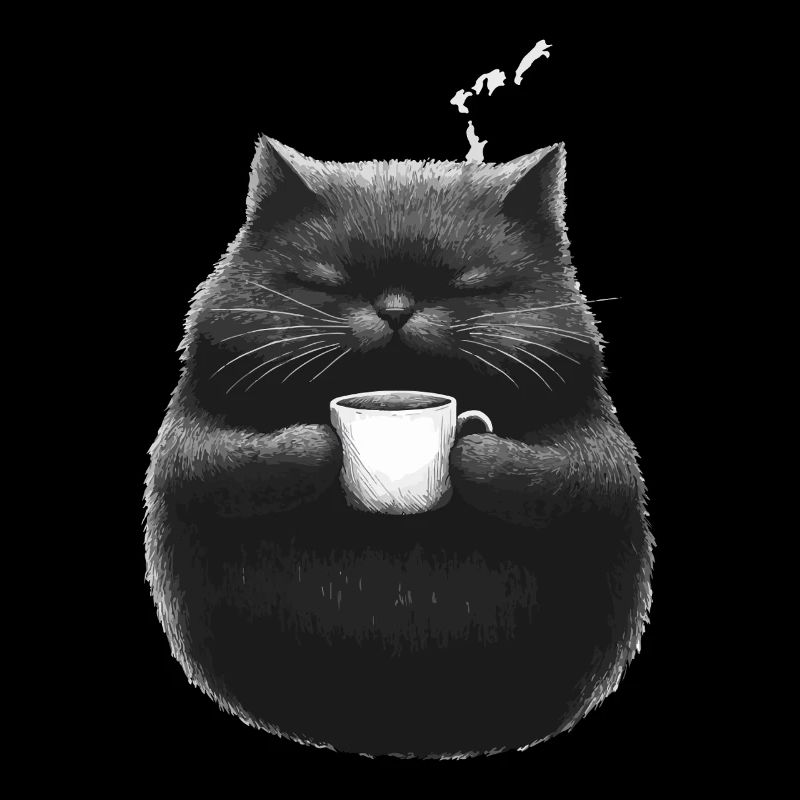 Chat douillet avec tasse à café dans les pattes