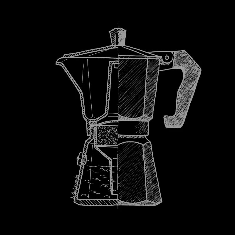 Italian coffee maker for dark backgrounds