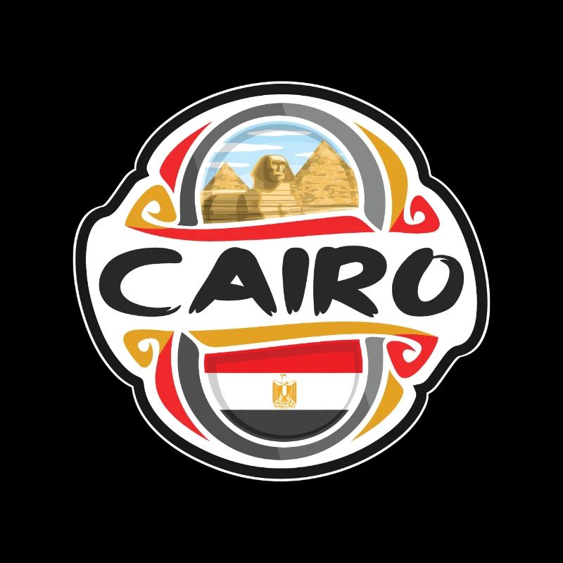 Le Caire Egypte Drapeau Badge Voyage Souvenir Timbre