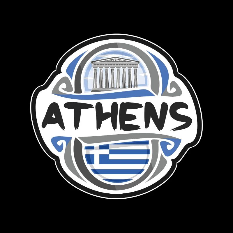 Athènes Grèce Drapeau Badge Voyage Souvenir Timbre