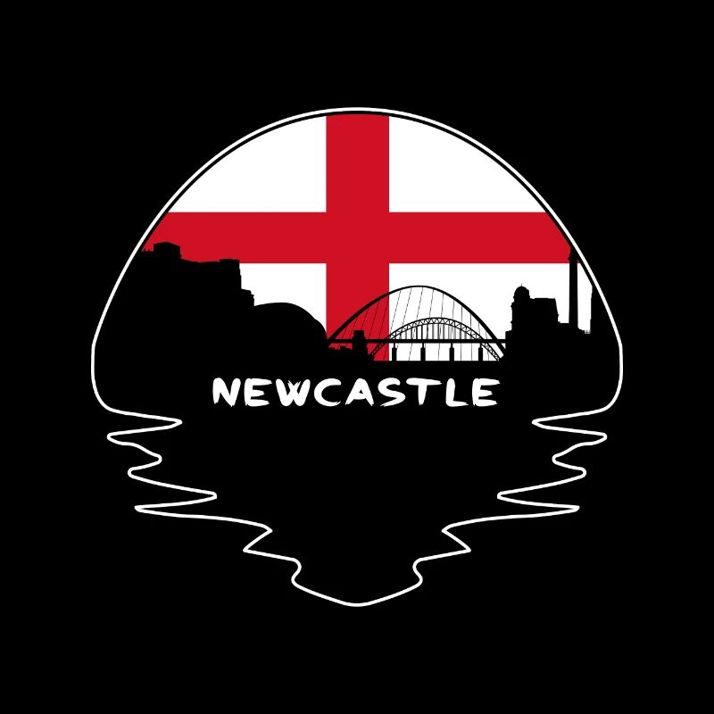 Newcastle Angleterre Drapeau Skyline Voyage Silhouette