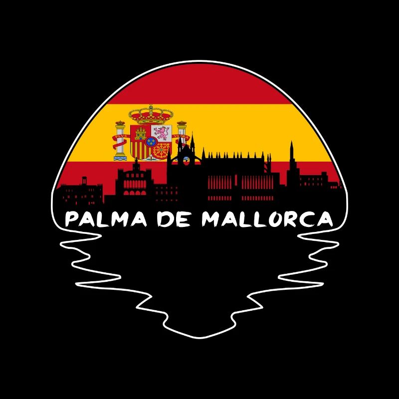 Palma de Mallorca Spanien Flagge Skyline Silhouette Tr
