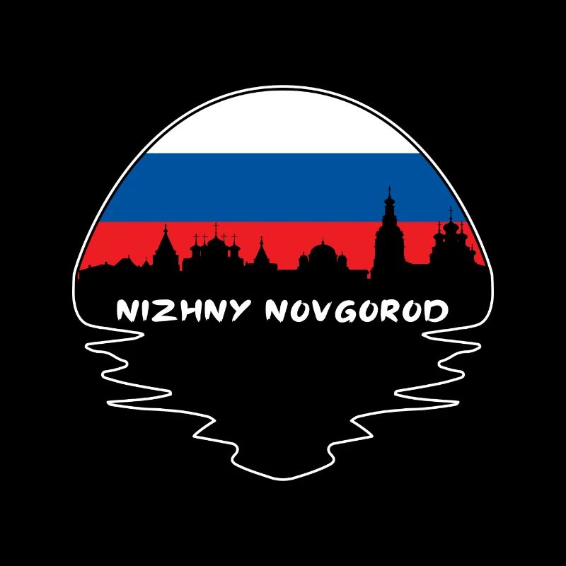 Nizhny Novgorod Russie Drapeau Skyline Silhouette Tra