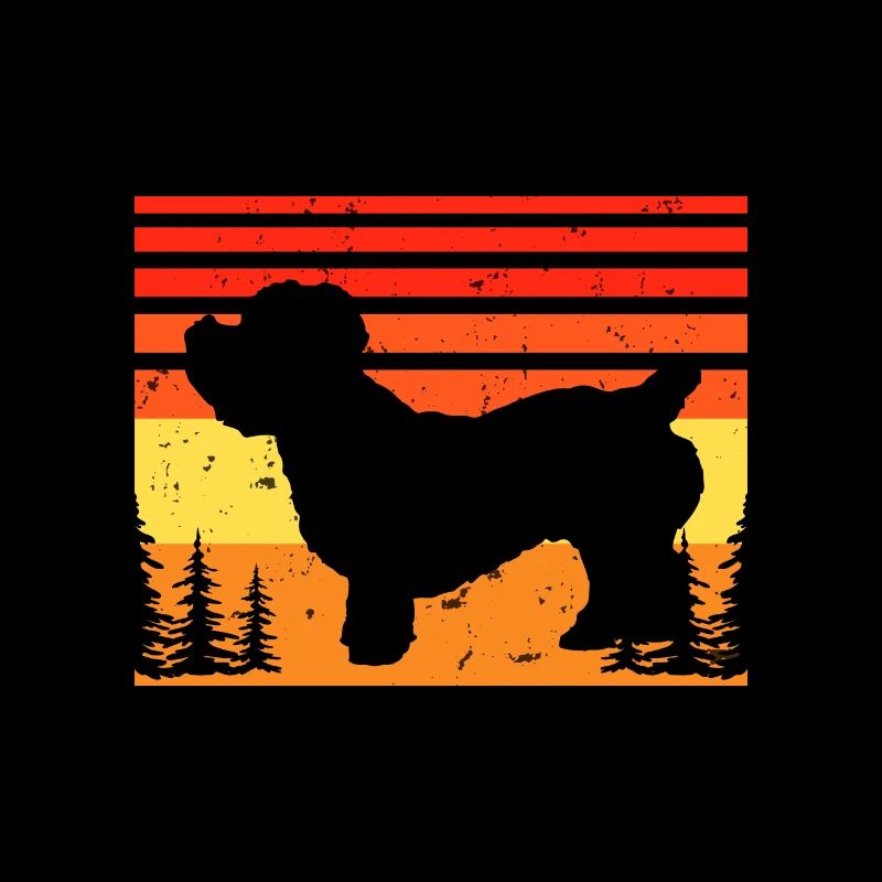 Glen De Imaal Terrier Dog Silhouette Rétro Coucher de Soleil