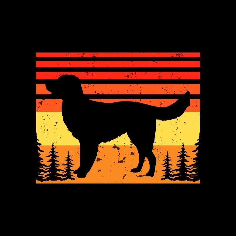 German Longhaired Pointer Dog Silhouette Retro