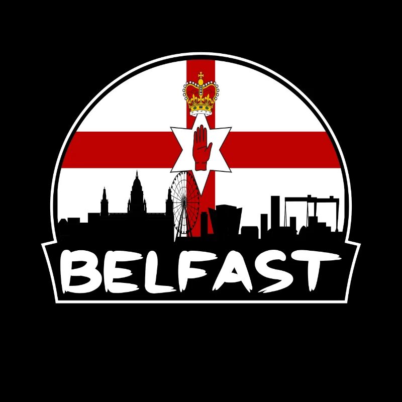 Belfast Irlande du Nord Flag Skyline Silhouette T