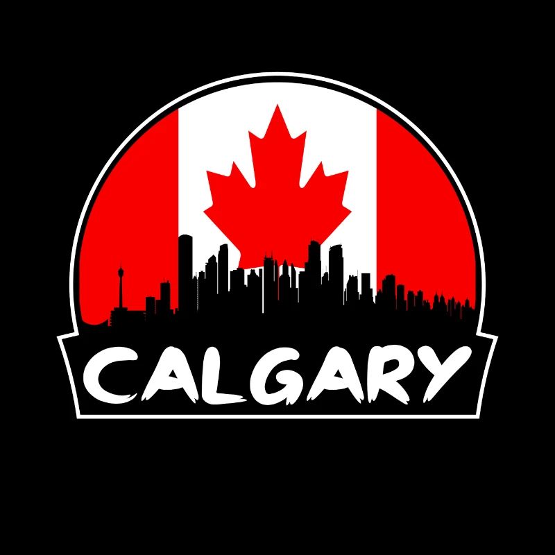 Calgary Canada Flag Skyline Silhouette Voyage