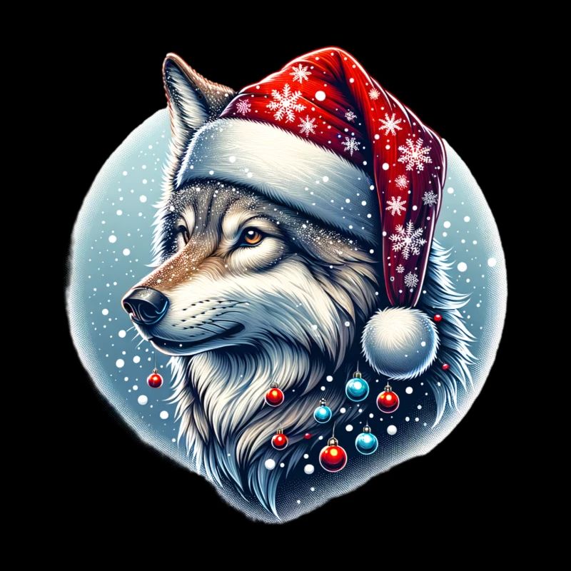 Weihnachts Wolf Weihnachtsmütze Schneebälle
