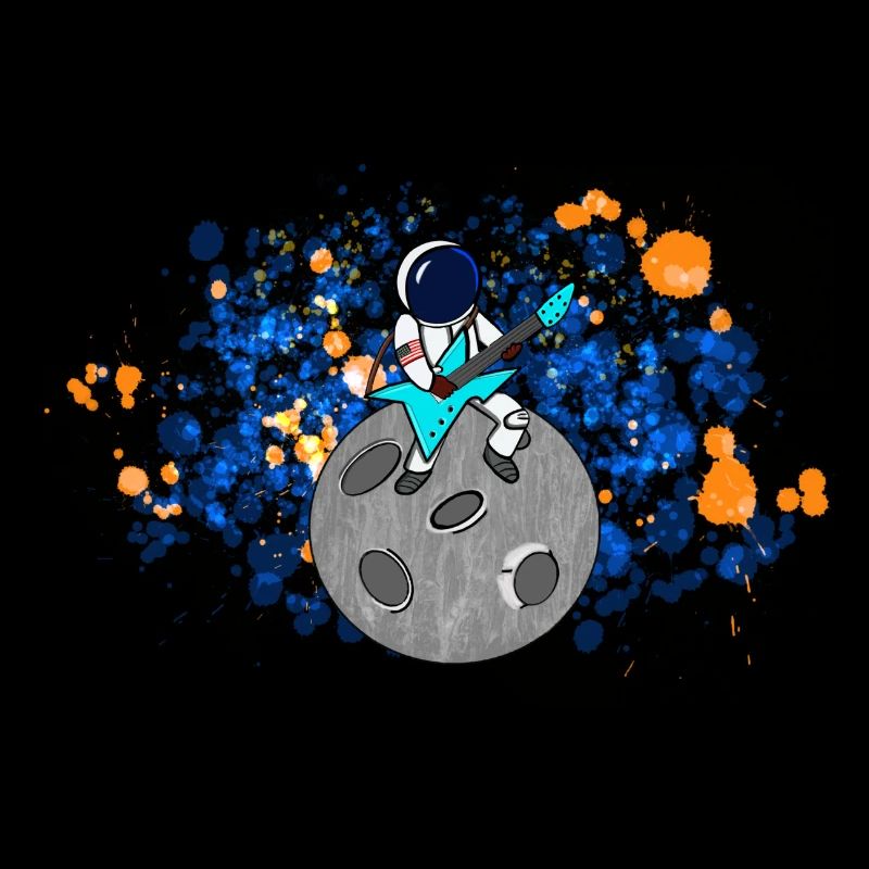 Astronaute avec musique spatiale guitare