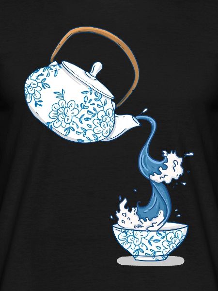 Theepot grote golf kunst tekening Japan stijl