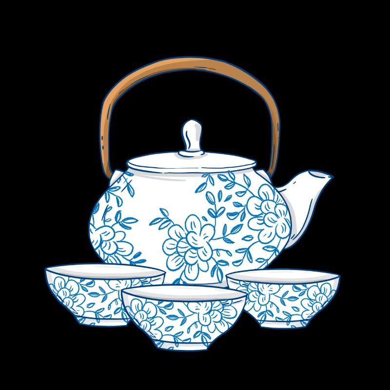 Tee oder Kaffee Kanne mit Tassen asiatische Kunst