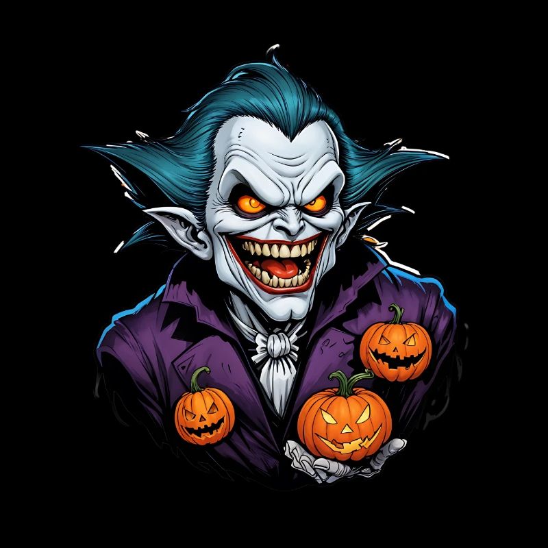 Halloween Vampire with Pumpkins