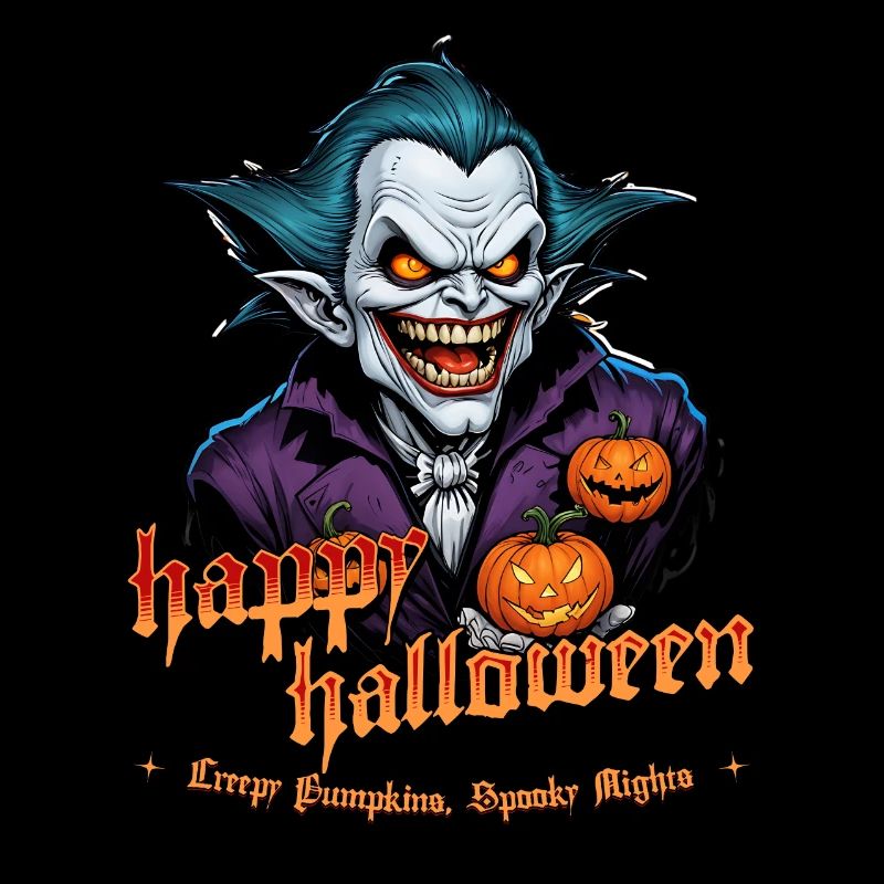 Halloween Vampire with Pumpkins