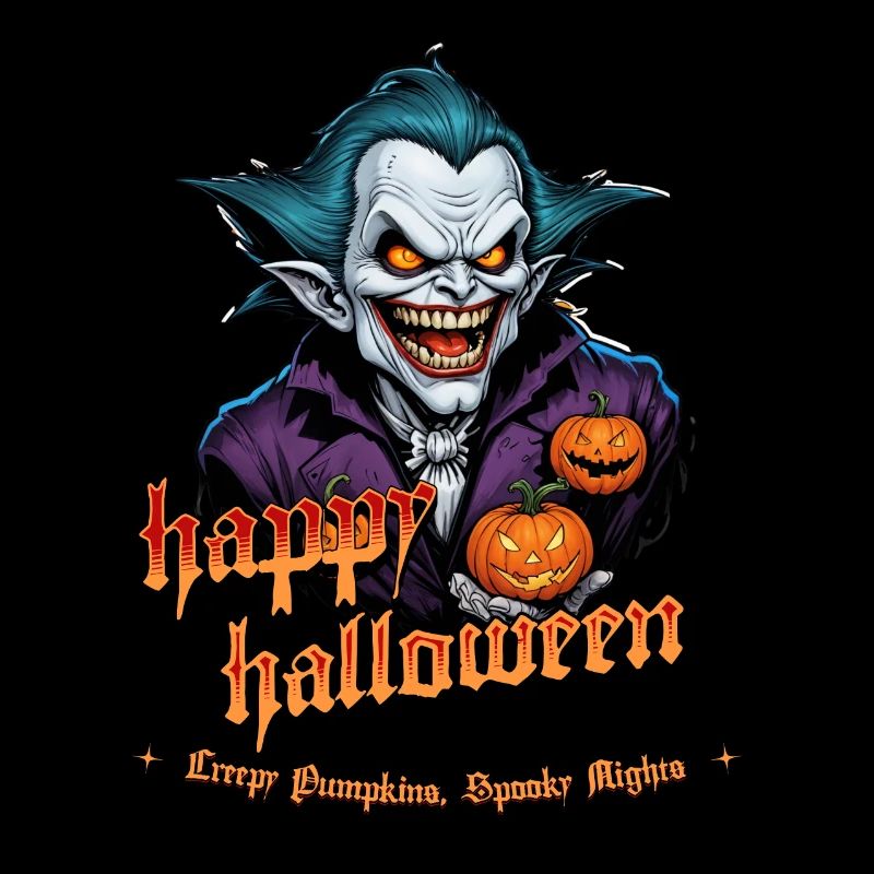 Halloween Vampire with Pumpkins