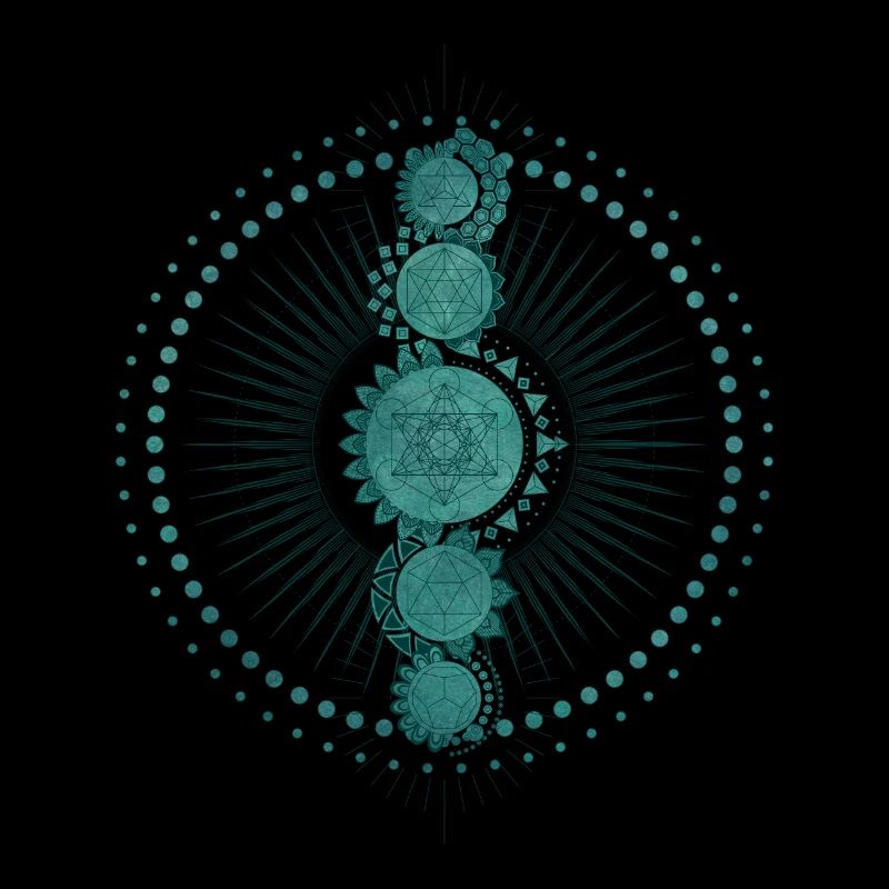 Sacred Geometry Metatron's Cube Teal Transcendence