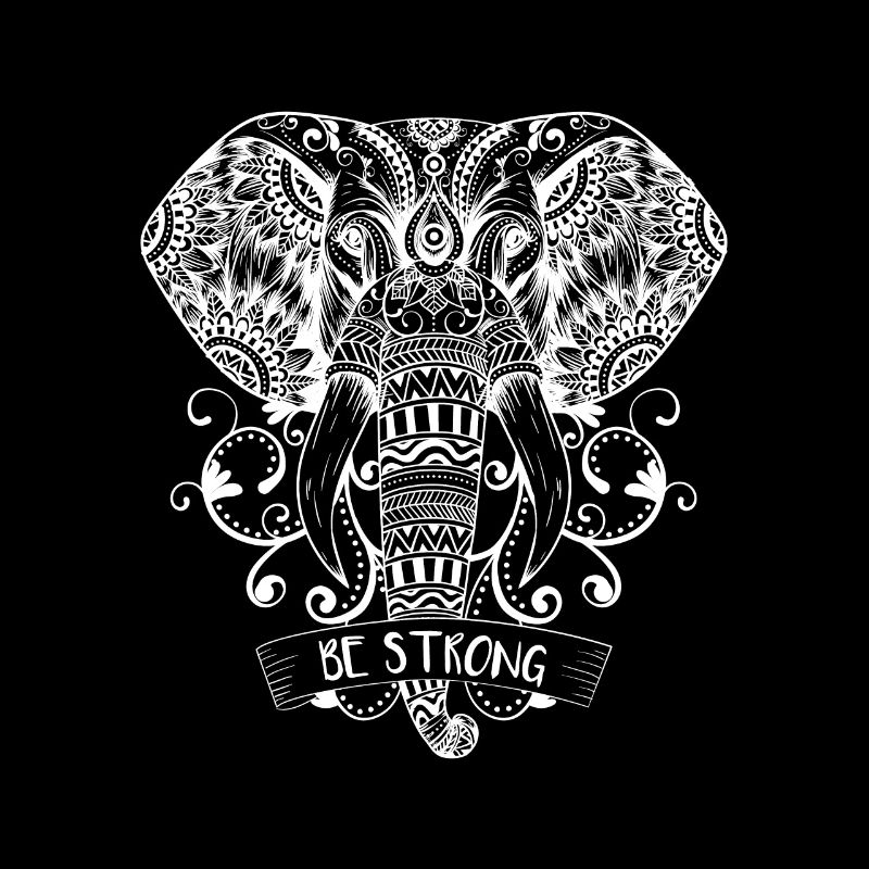 Éléphant Mandala en blanc