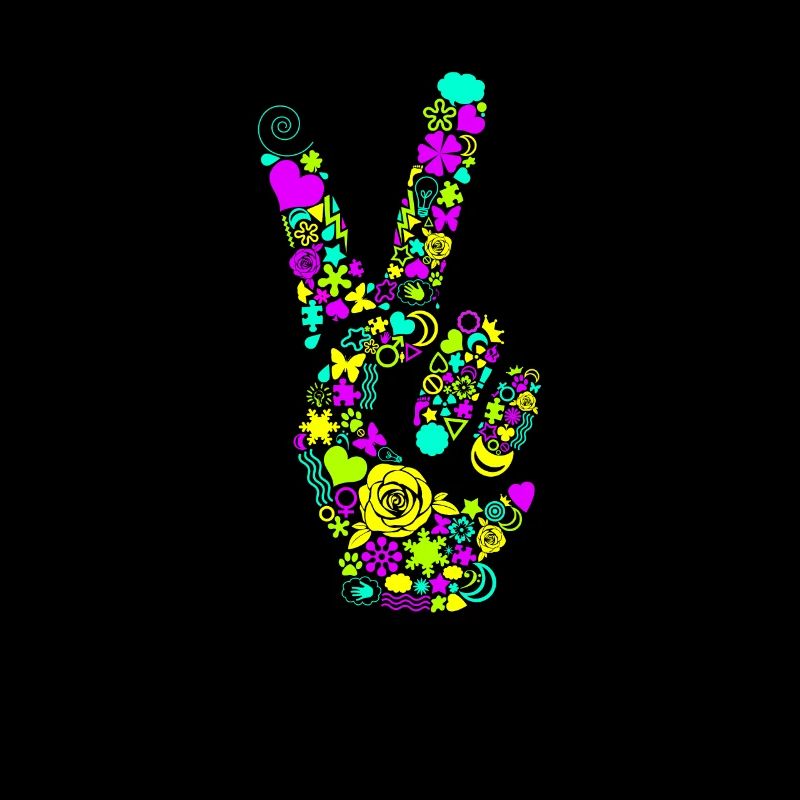 Peace Handzeichen Frieden Friedenssymbol Neon