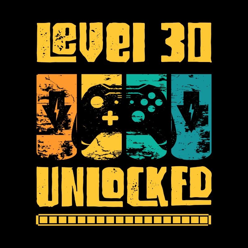 30. Geburtstag Retro Mann Level 30 Freigeschaltet