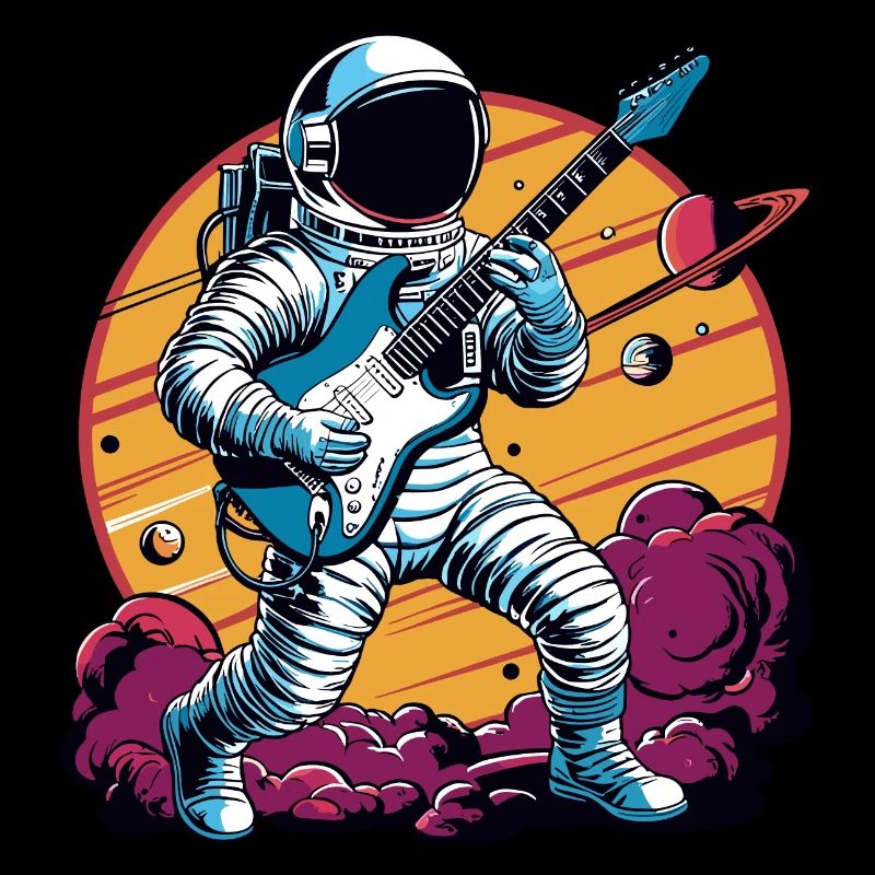 Rétro Electrique Guitariste Astronaute