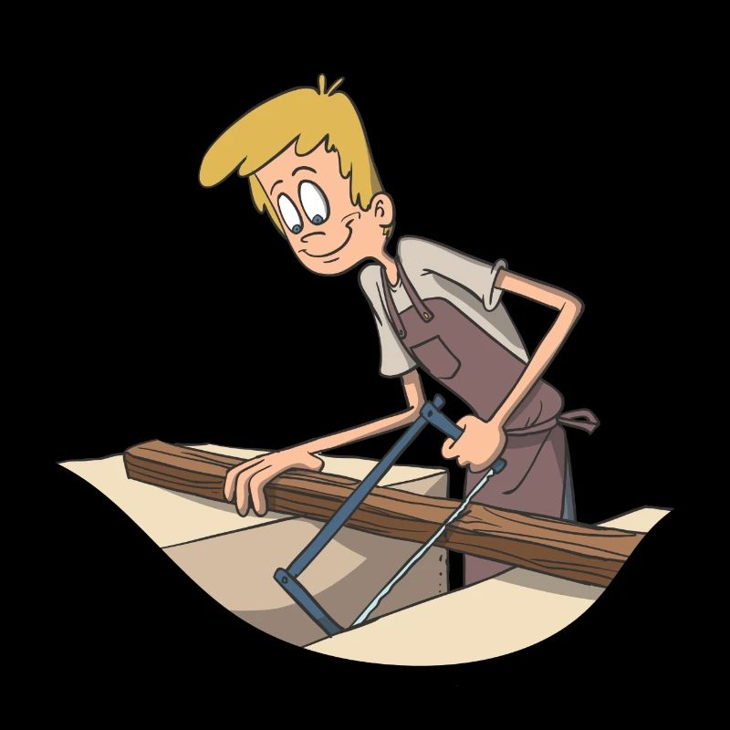 Carpenter saws wood