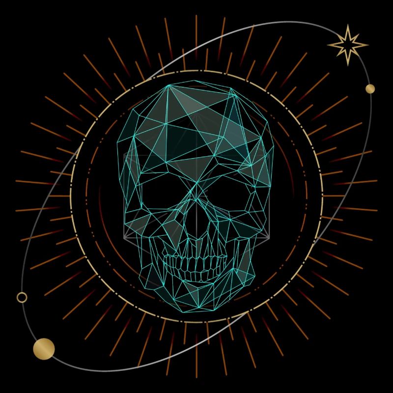 Celestial Skull Lover Minimalist Geometric Goth Ae