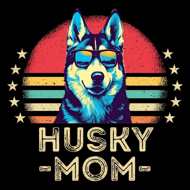 Husky mit sonnenbrille retro