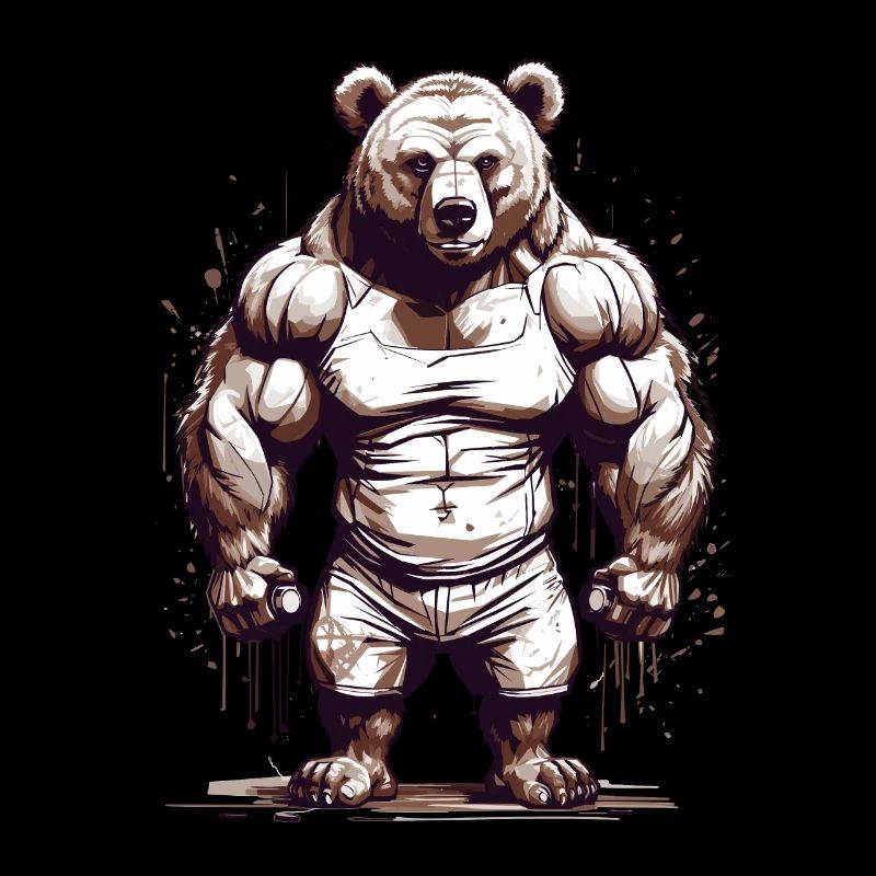 Bodybuilder Bear Dad Strength Muscles Love