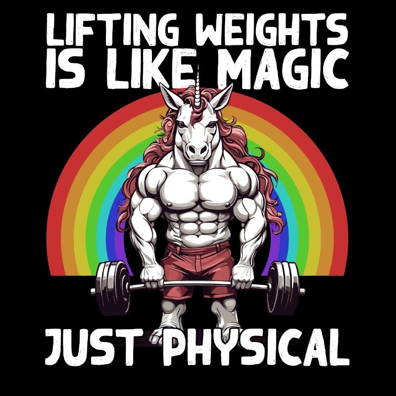 Bodybuilder Einhorn Workout Magie Spruch