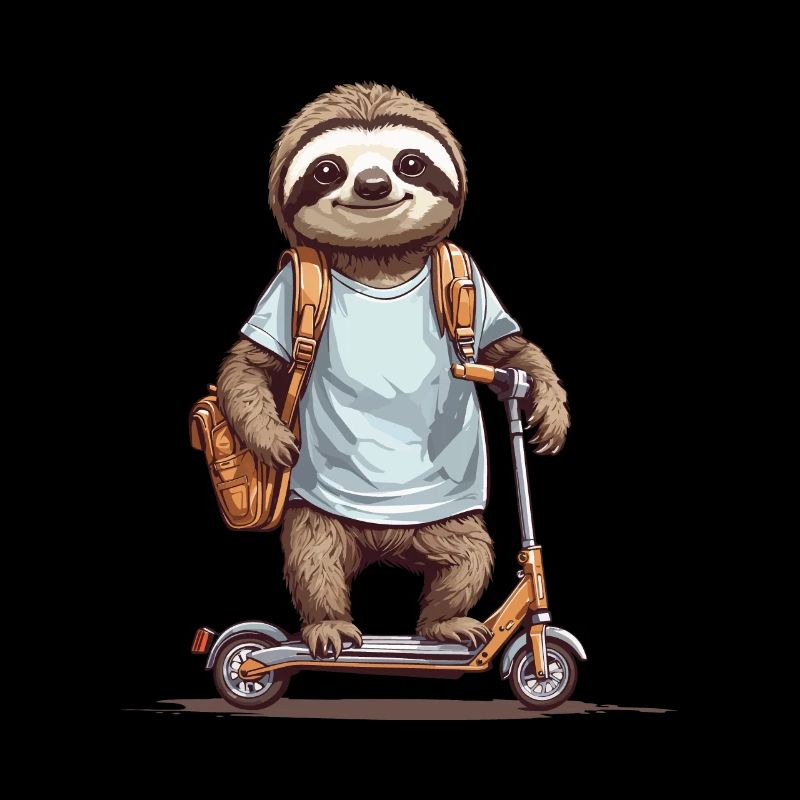 Sloth School Kid Scooter Fun Design