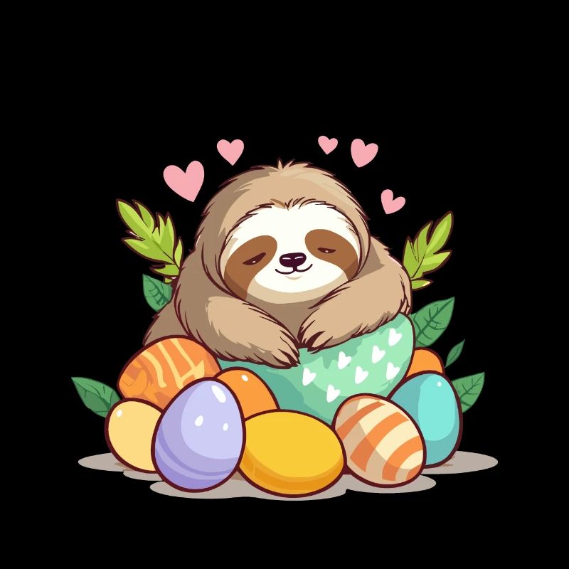 Funny Sloth Easter Bunny Cute Easter Design