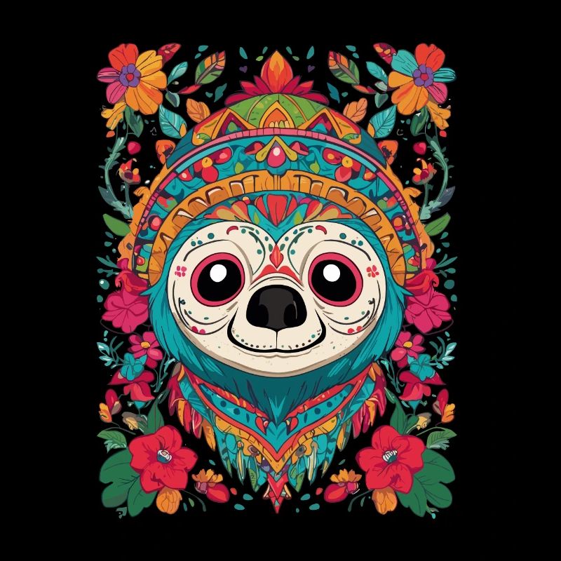 Sloth Iconic Sugar Skull Mexico