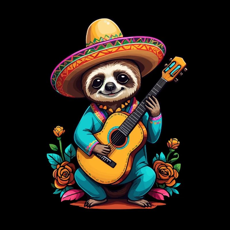 Sloth Mexican mariachi guitar player