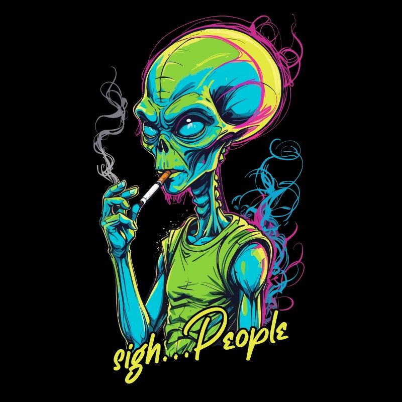 Funny Alien Saying Cigarette Smoking