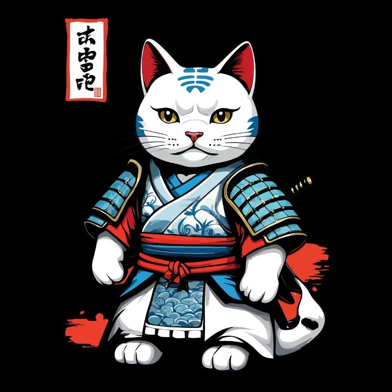 Samurai Katze in Japanischem Samurai Kunstwerk