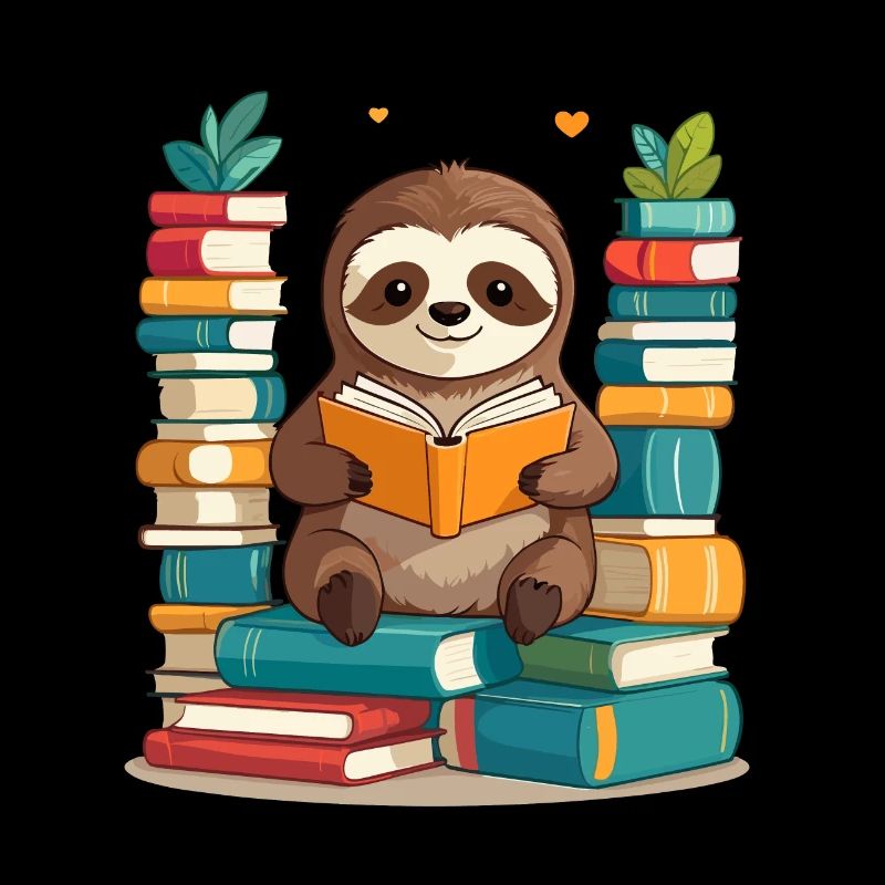 Funny Book Lover Sloth Cute Design