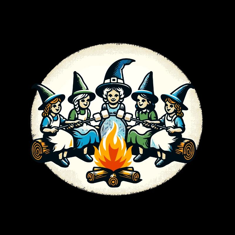 Camping Lagerfeuer Vintage Hexen Design