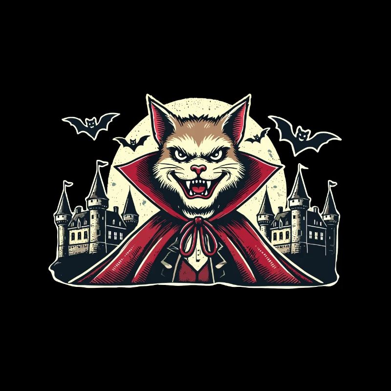 Chat vampire Chat d’Halloween mignon drôle