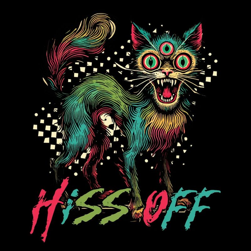 Psychedelic Cat Hiss Off Design