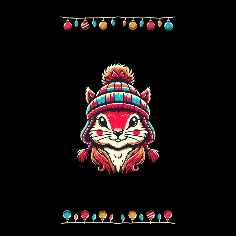Merry Christmas Time with Cute Squirrel