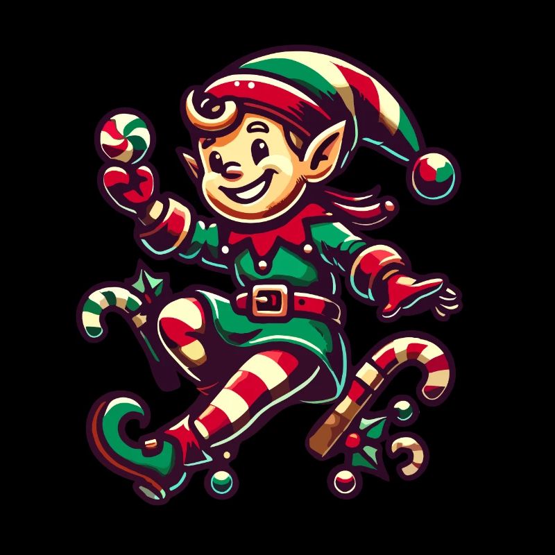 Merry Christmas elf with candy cane