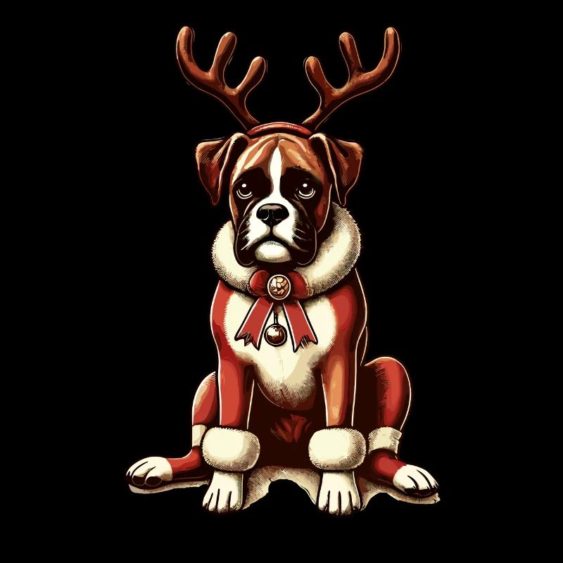 Boxer de Noël chien avec bois