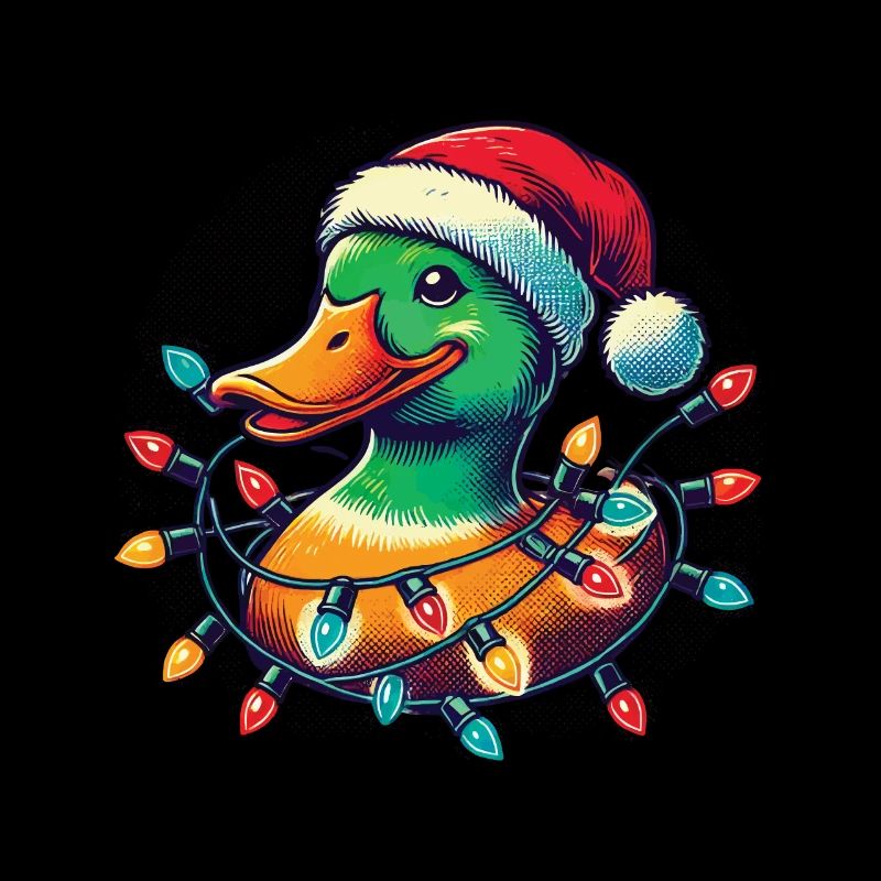 Drôle de canard avec lumière de Noël