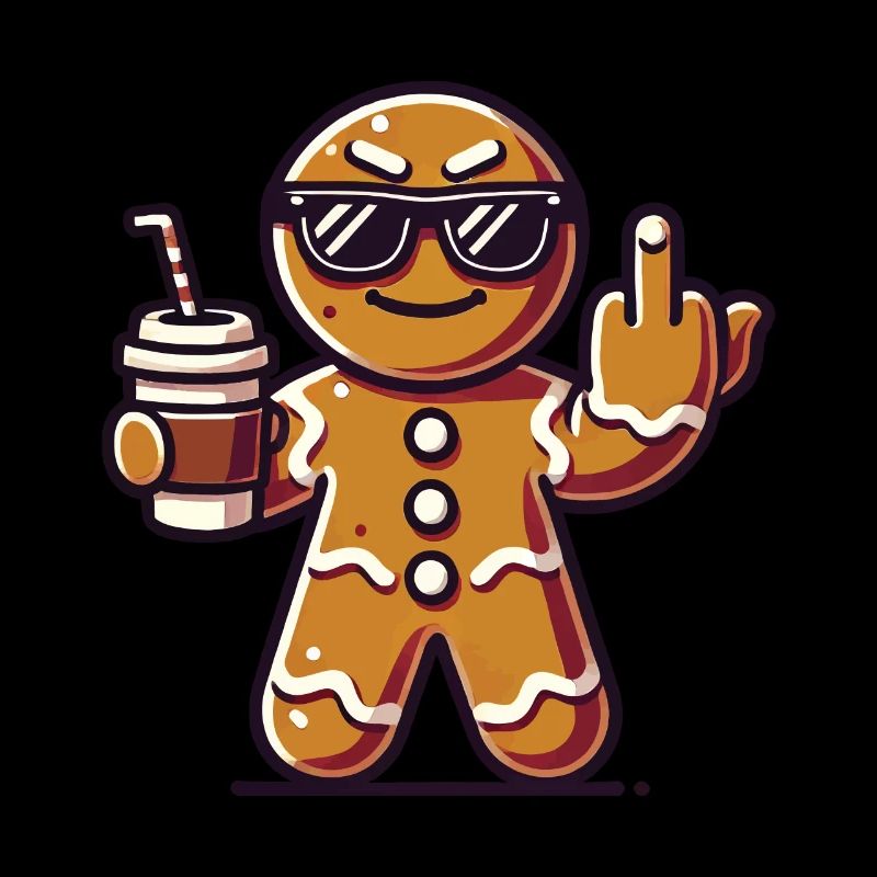 Cool gingerbread man with middle finger Christmas