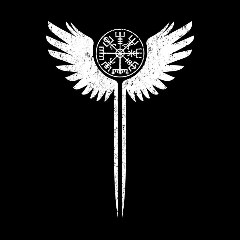 Valkyrie Wing Vegvisir Viking Runic Compass