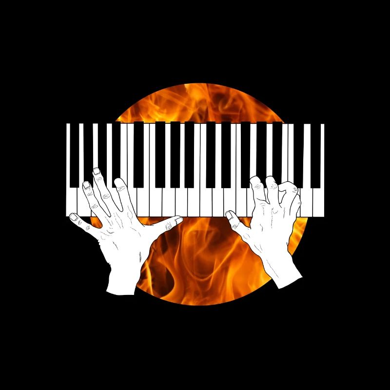 Piano Hands Fire and Flame