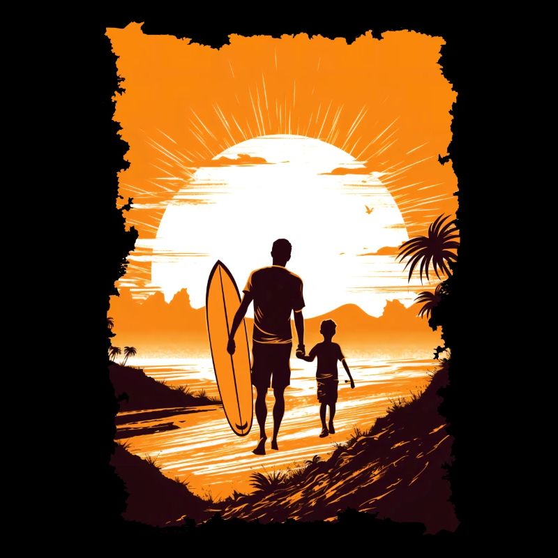 Father and son surfing surfer gift