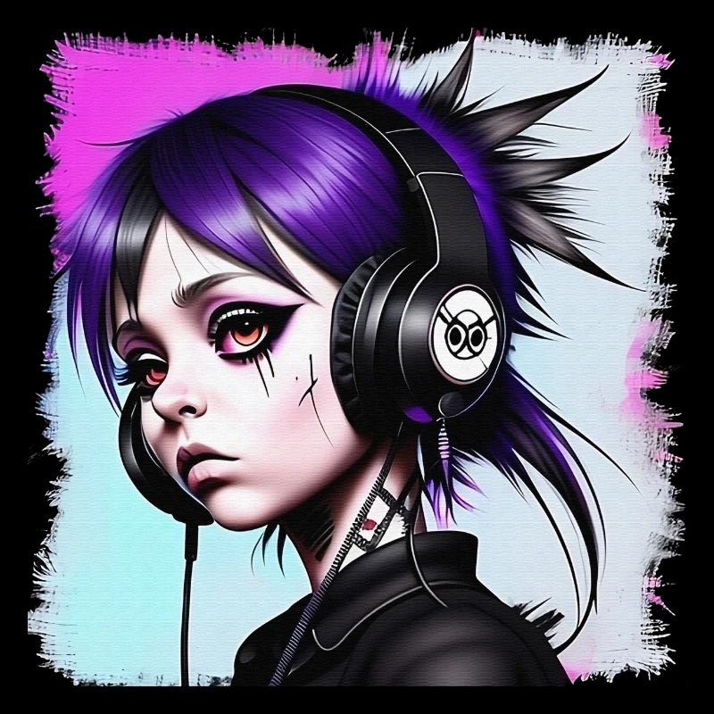 Punk Mädchen mit Kopfhörern HerzAufShirt, H.A.S.H.